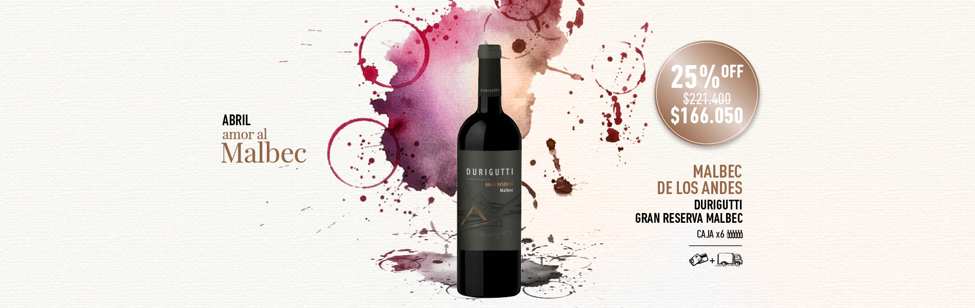 promo abril mes del malbec durigutti gran reserva malbec caja x6