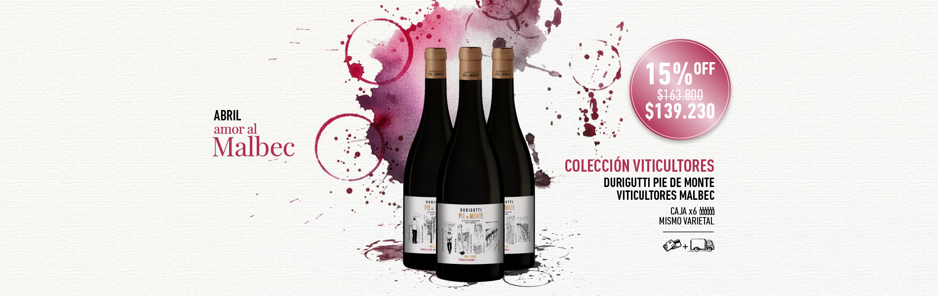 promo abril mes del malbec coleccion viticultores durigutti pie de monte caja x6