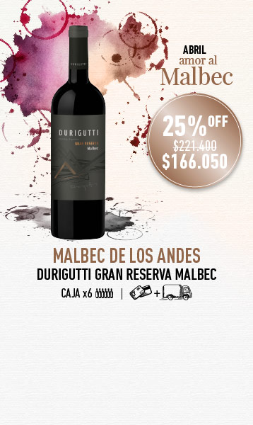 promo abril mes del malbec durigutti gran reserva malbec caja x6