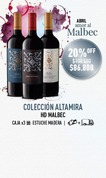 promo abril mes del malbec coleccion altamira hd malbec caja madera x3