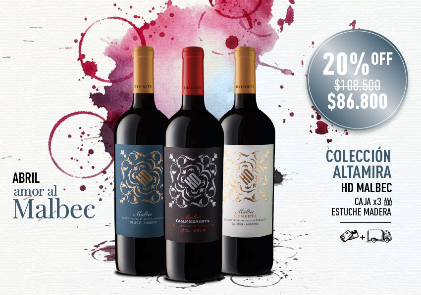 promo abril mes del malbec coleccion altamira hd malbec caja madera x3