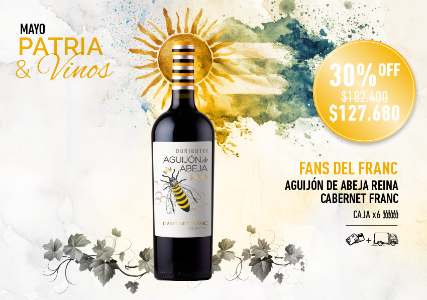 promo mayo mes patrio durigutti aguijon de abeja reina cabernet franc caja x6