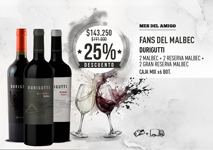 promo durigutti mes del amigo fans del malbec caja mix x6