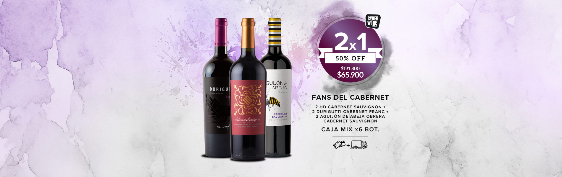 promo 50%off fans del cabernet caja mix x6