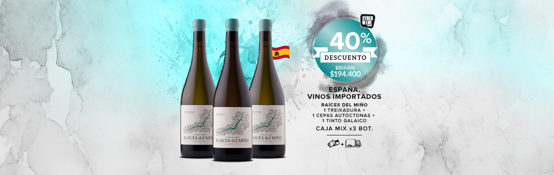 promo 40% off vinos españoles caja mix x3