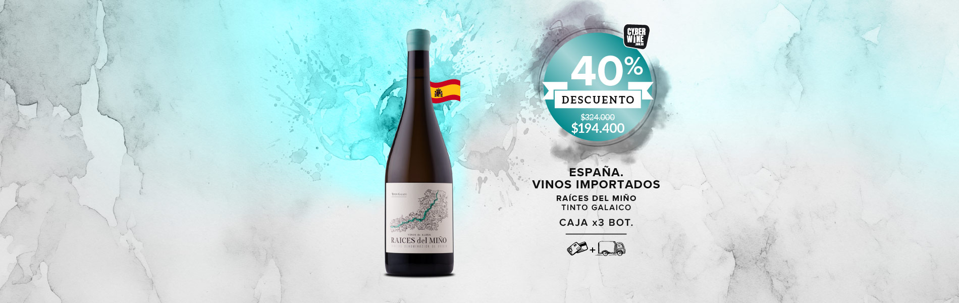 promo 40% off vino español tinto caja x3