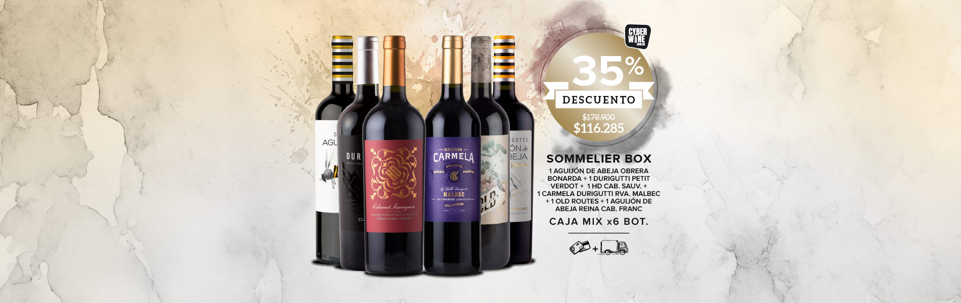 promo 35% off sommelier box caja mix x6