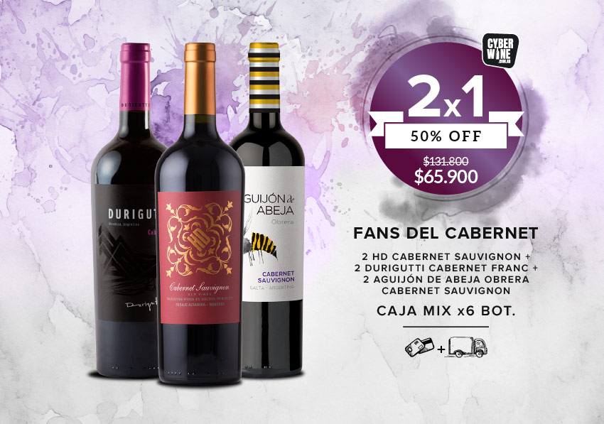 promo 50%off fans del cabernet caja mix x6